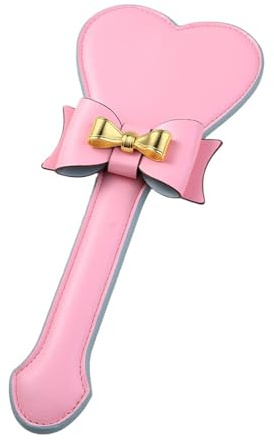 Heart-Shaped Bowknot PU Leather Riding Crop, 29cm Equestrian-Style Flogger for Adult Costume, Performance & Party Props(Pink)
