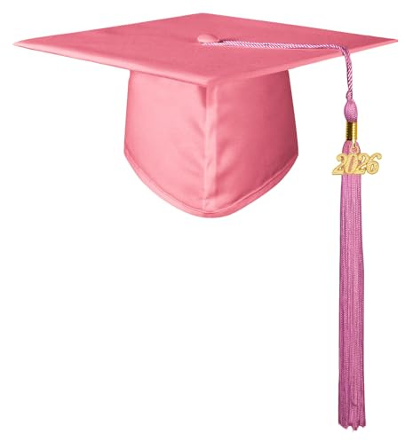 GraduationMall Graduation Hat for Adult 2026 Bachelor Cap Motorboard Hat for High School University Graduation Cap - Pink
