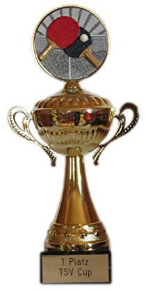 RaRu Tischtennis-Henkelpokal mit Resin-Emblem und Gravur