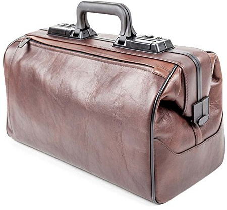 Dürasol Rusticana Leder-Arzttasche, 2 Vortaschen, Spender, klein, braun