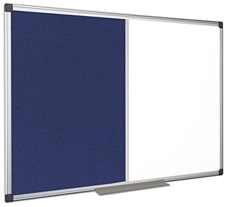 Bi-Office Maya Kombitafel, Blau Filz/Magnetisch, Aluminiumrahmen 180x90cm