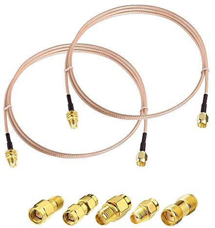 Superbat SMA Kabel SMA-Stecker auf Buchse Wlan Antenne verlängerungskabel 30cm (2 Stück) + 5er Koaxialadapter-Set | für 4G LTE-Mobilfunk Router Gateway-Modem Amateurfunk SDR USB-Dongle-Empfänger, GPS