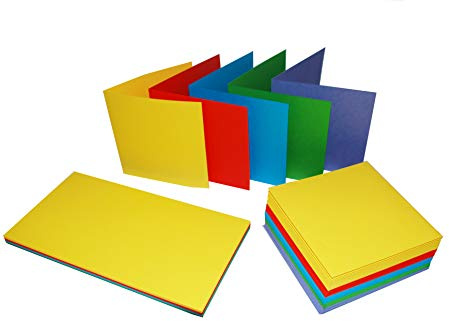 Craft UK 2354 Karten mit Umschlägen, 15,2 x 15,2 cm, gemischte helle Farben, 50 Stück