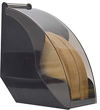 POFET schwarzer Acryl-Kaffeefilterhalter, Filterpapierspender mit staubdichter Abdeckung, für Café, Hotel, Bar, Zuhause für V60 und Kegelkaffeefilter