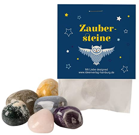 Ideenverlag HAMBURG 10x Zaubereule Glückssteine für Kinder/Glücksbringer Stein Zaubersteine als Mitgebsel Kindergeburtstag / Glücksbringer Kinder/ Geburtstag