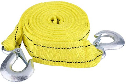 Terisass Cavo di traino per cinghia da traino per rimorchio per auto da 4 metri e 5 tonnellate con ganci Strumento per veicoli di emergenza resistente all'acqua - Accessorio per camion