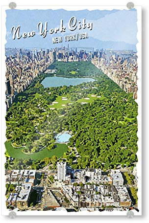 artboxONE Acrylglasbild 60x40 cm Städte/New York New York Vintage Panorama - Bild City gebäude