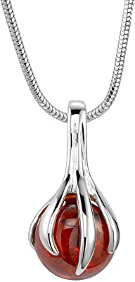 Copal Collana Da Donna Con Pendente In Ambra E Catenina In Argento Sterling
