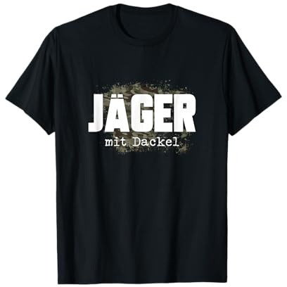 Jäger mit Dackel mit Camouflage Tarnmuster T-Shirt