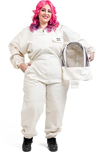 Bees & Co Übergröße U74 Imkeranzug aus natürlicher Baumwolle mit Fechtschleier, XL