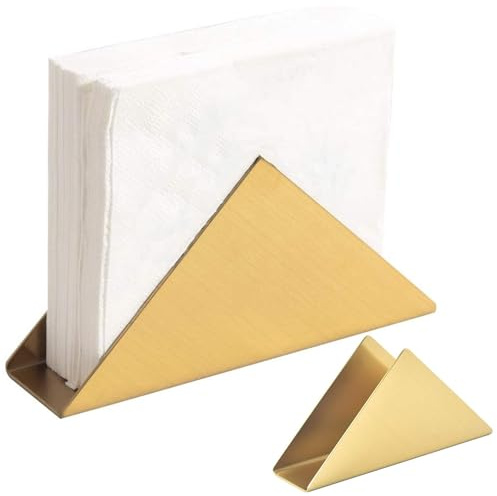 AWYY Dreieckiger Serviettenhalter, Vertikaler Serviettenhalter, Goldener Vertikaler Serviettenhalter, Dreieckiger Serviettenhalter Gold für Küchenarbeitsplatten, Esstische, Picknicktische (Gold)