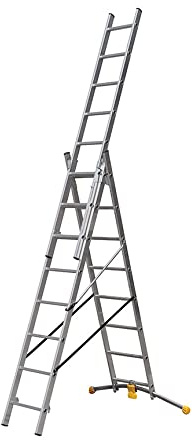 Hailo - Leiter mit 3 Böden, 3 x 8 Sprossen, 5,80 m, aus Aluminium, Hailo Hobby-Set