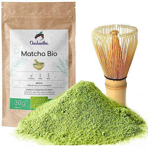 Chabiothé - Kit Matcha Découverte Bio - matcha 30g + fouet Chazen - Origine Japon