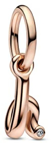 PANDORA Buchstabe h Handschrift Charm-Anhänger aus Sterlingsilber mit Zirkonia in der Farbe Roségold, Kompatibel mit PANDORA Moments Armbänder, 782462C01