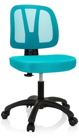 hjh OFFICE 736423 Kinder Schreibtischstuhl Kid YU 200 Netz Drehstuhl mit atmungsaktiver Rückenlehne, Türkis