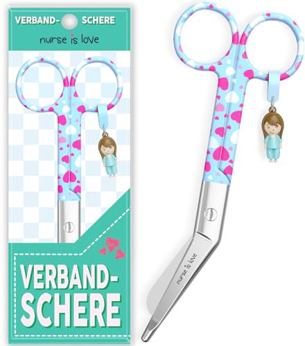 Nurse is Love Verbandsschere Pflege, Verbandschere Krankenschwester Schere aus Edelstahl scharf, abgerundete Spitze | für rettungsschere | Trauma schere mit bunt Designs | krankenschwester