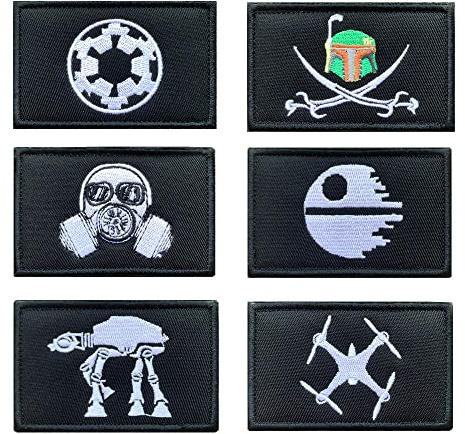 6 Set. Taktische Hook & Loop Patch Kompatibel mit Star War, Außerirdische Dekorative Applikation Film Abzeichen Bänder Patch für Airsoft Rucksack Mütze Jacke Weste Tasche Kappen Sammeln