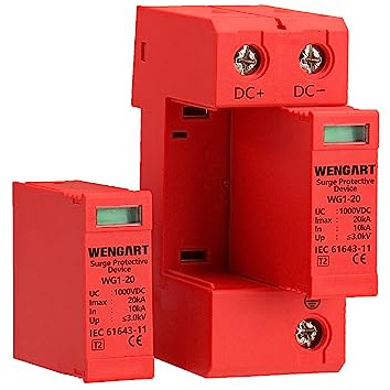 Wengart Surge Protective Arrester Device,DC1000V 2Pole 10~20kA 36mm DIN Rail Mount,Low Voltage Arrester Device for Lightning Protection Power Distribution and Control Appliances