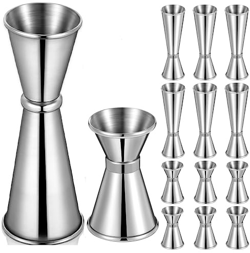 Amyhill 12 Pack Cocktail Jigger Set for Bartending, Double Sided 1oz/2oz & 0.5oz/1oz 304 Stainless Steel Jigger Drink Measuring Cup for Bartender Home Bar Party Restaurant