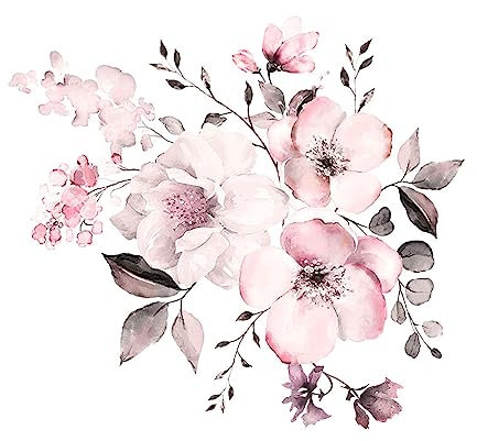 Colexy Adesivi Murali Fiori Peonia e Grandi, Fiore Blu Adesivo Da Parete Decorazione Per Soggiorno e Camera Da Letto, 44x42cm (C)