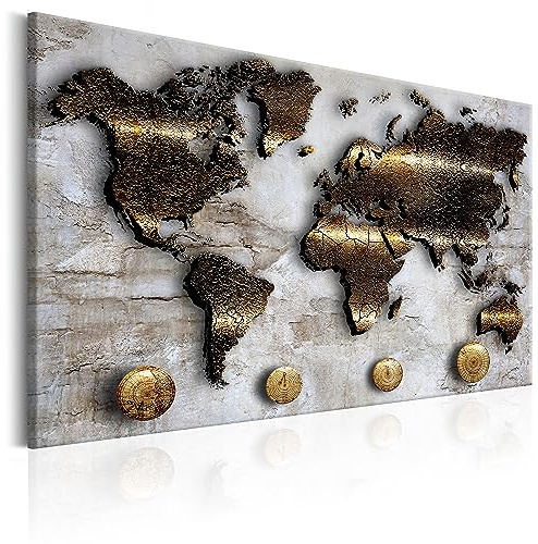 B&D XXL - Acrylglasbild Landkarte Abstrakt, Schlafzimmer, Wohnzimmer | Hochwertige Leinwand, sofort aufhängbar, ideal fürs Wohn- oder Schlafzimmer, wasserfest und lichtecht, langlebig, stilvoll