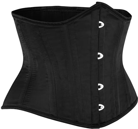 BIDMOOR Corsé – Corsé debajo del busto 2 capas de acero deshuesado corsé resistente entrenador de cintura, moldeador de cuerpo de reloj de arena, Negro -, Large