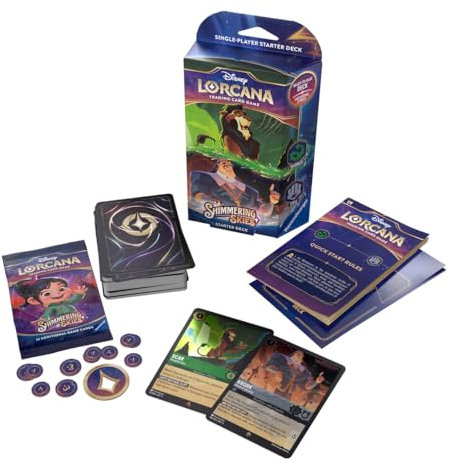 Ravensburger Disney Lorcana TCG: Shimmering Skies Mazo de Inicio - Esmeralda y Acero, Juego de Cartas para Adultos y Niños +8 años