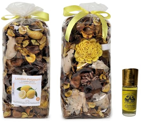 Youngland Lemon Potpourri Bags - Fragrant Rose Scented Dried Flowers for Spring Decor, Home Fragrance, and Valentine's Day - 2 Bags (8.4oz) (Lemon)