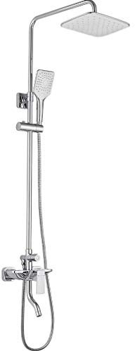 Duschsystem, Duschsystem, quadratische Air-Energy-Duscharmatur mit Duschkopf und Handbrausesystem für Bad, Bar, Dusche, verstellbar, Chrom