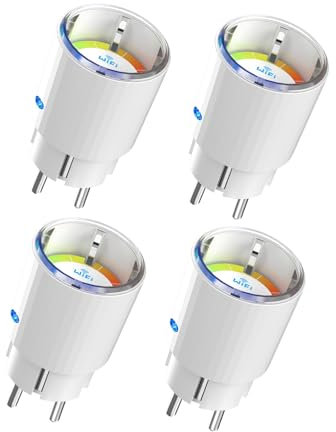 SMARTERCURRY Smart WLAN Steckdose Mini 13A mit Strommessung, Max 16A Zeitschaltuhr Steckdose, Kompatibel mit Alexa/Google Home, Kompaktes Design, Sprachsteuerung, APP Fernbedienung, 4 Stücke