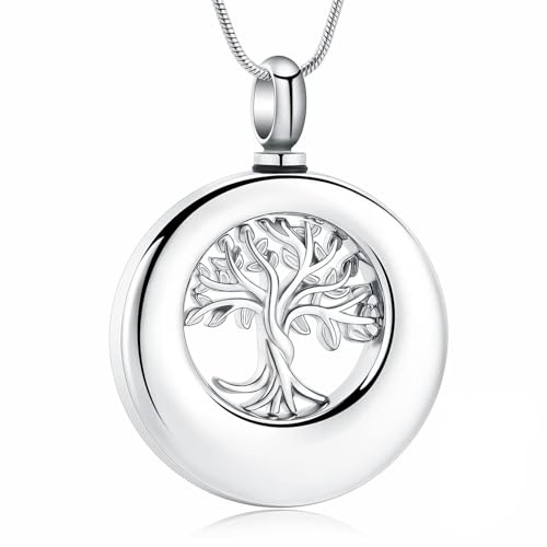 Kreis des Lebens Urne Halskette für Asche Edelstahl Eternity Keepsake Memorial Kremation Schmuck für Asche Anhänger Medaillon