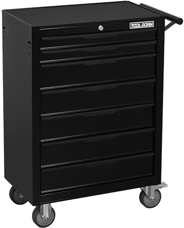 TOOL DORM Tool Box Rolling Tool Cabinets, 24.2inch Rolling Toolbox with 7 Drawers, Metal Tool Chest with Wheels Tool Cart for Garage, Warehouse, Repair Shop, Workshop