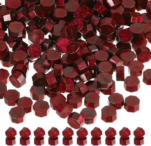PATIKIL 360er Pack Wachssiegel Perlen Oktagon Wachssiegel Stempel Perlen | Hellrot, für Stempelsiegel für Brief Hochzeit Einladung Umschlag Handwerk, Wachssiegel Perlen