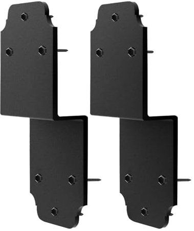 2packs Heavy Duty Pergola Brackets Black Z Bracket ,6 Steel Angle Joist Tie, Post to Beam Connectors Repair Hardware for Wood DIY Projects Deck Framing Construction Fence Repair