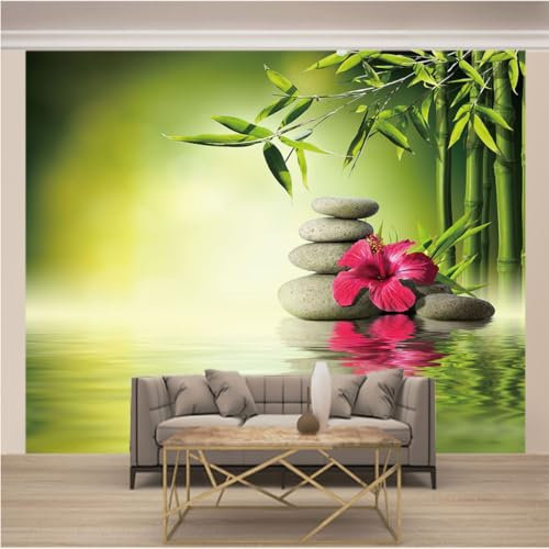 Fotomural Pared 3D Papel Tapiz Fotográfico Papel Pintado Tejido No Tejido Lana Fotomurales Decoración De Pared Sala Cuarto Salón Dormitorio Despacho Murales L 200 x 140cm Bambú y Zen