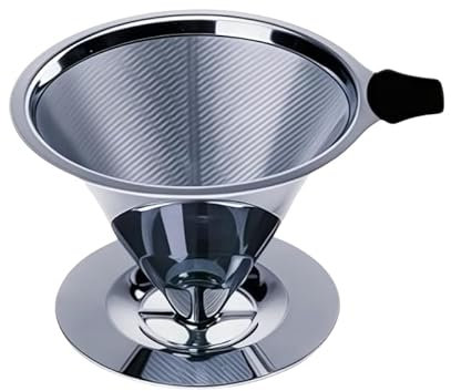 FHISKUNYU - 2-stöckiger Kaffeetrichter - Ätz- und Präzisionsnetz für saubere Filtration - Inklusive Pinsel, Löffel und 40 Filter