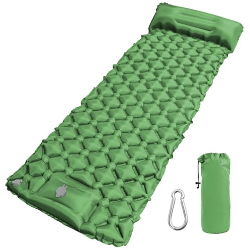 PRZRAO Materassino Autogonfiabile con Pompa a Pedale Materassino Campeggio Ultraleggero Materassino da Campeggio Lmpermeabile per Campeggio Escursionismo Backpacking Trekking(Verde)