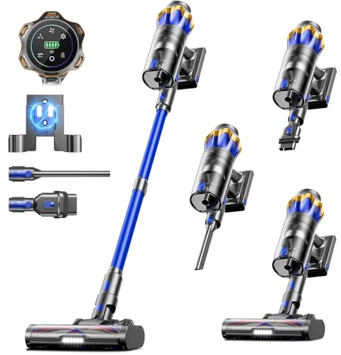 Cordless Vacuum Cleaner, Upgraded 650W 55KPA 70Mins Cordless Stick Vacuum Cleaner with Self-Standing and Touch Screen, Anti-tangle Wireless Vacumm, Vacuum Cleaners for Home/Pet Hair/Carpets/Floors