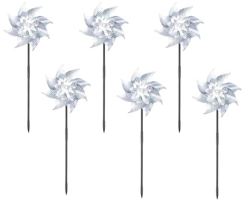 6 Pcs Wind Spinners for Garden,Windmill Bird Deterrent Repellent Reflective Pinwheels Keep Birds Away Outdoor Pinwheel Children Gardens Decoration Sparkly Pigeon Deterrents Scarers,for Yard Farm Roof