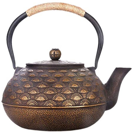 ZGFOZJGC Théière en Fonte Faite à la Main, Bouilloire 2L, Service à thé avec Panier à Infusion en Acier Inoxydable/Style Japonais rétro