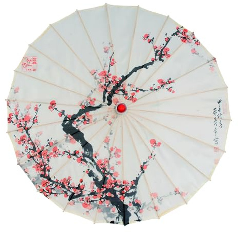 XuQiZZpp Paraguas de seda de bambú chino, sombrilla de danza clásica, paraguas de seda de bambú para disfraces y fiestas, decoración maravillosa, 04., 53*5*5CM
