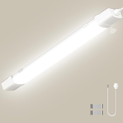 Litglobe LED Feuchtraumleuchte 90CM mit Bewegungsmelder,4500K Neutralweiß LED Röhre,30W 3300LM Sensor Feuchtraumlampe,IP65 Wasserdicht Kellerleuchte,Leuchtstoffröhre für Küche Büro Flur Balkon Trepp