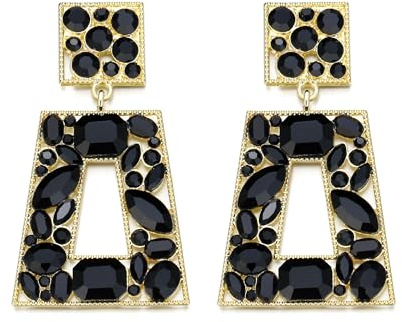 EVER FAITH Vintage strass-örhängen kristall geometriska örhängen modesmycke för kvinnor bröllop bal och fester, Kristall