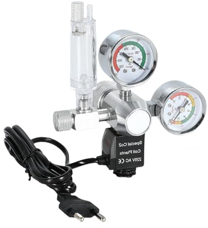 Behogan Riduttore di pressione di CO2 per acquario, regolatore di CO2 esterno, riduttore di pressione per acquario piantato, doppio display a occhio con contatore di bolle e valvola di ritegno