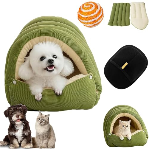NNBWLMAEE Lit pour chat d'hiver fermé amovible et lavable, lit chaud pour chat pour l'hiver, CutyPet Grotte d'hiver, tente confortable pour animaux de compagnie, coussin de lit amovible et lavable