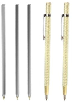 Tidevib Carbide Glass and Tile Cutter Pen, Hard Metal Scriber for Marking Glass, Ceramic, Steel and Marble, 5-Pack Set