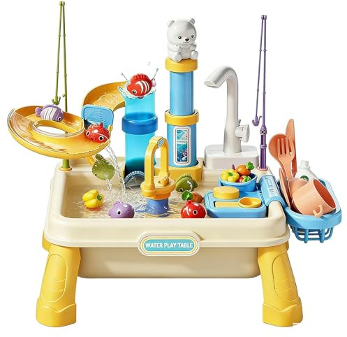 Generisch Sand und Wassertisch für Kinder, Sensorikspiel mit Integrierter Pumpe, Wasser Aktivitätstisch, für und Mädchen von 4-8 Jahren, Garten, Terrasse, Park, Kita, Spielplatz, Klassenzimmer