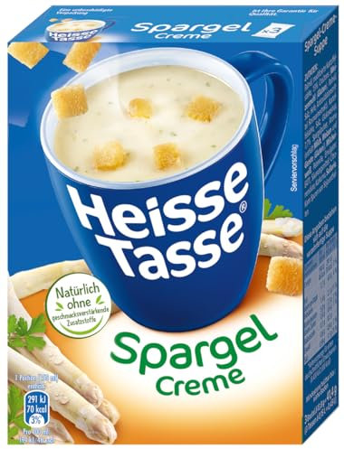 Heisse Tasse Spargelcremesuppe - In nur 2 Minuten fertig – Einfach heißes Wasser hinzufügen – Der perfekte Suppen-Snack