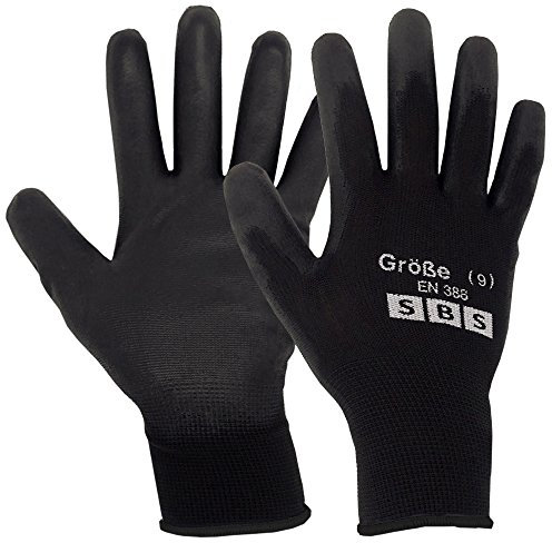 12 Paar SBS Nylonhandschuhe Größe 9 Bauhandschuhe Arbeitshandschuhe Schutzhandschuhe Montagehandschuhe