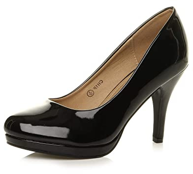 AJVANI Womens Ladies mid high Heel Platform Party Work Evening Party Prom Wedding Bridal Court Shoes Pumps Size.